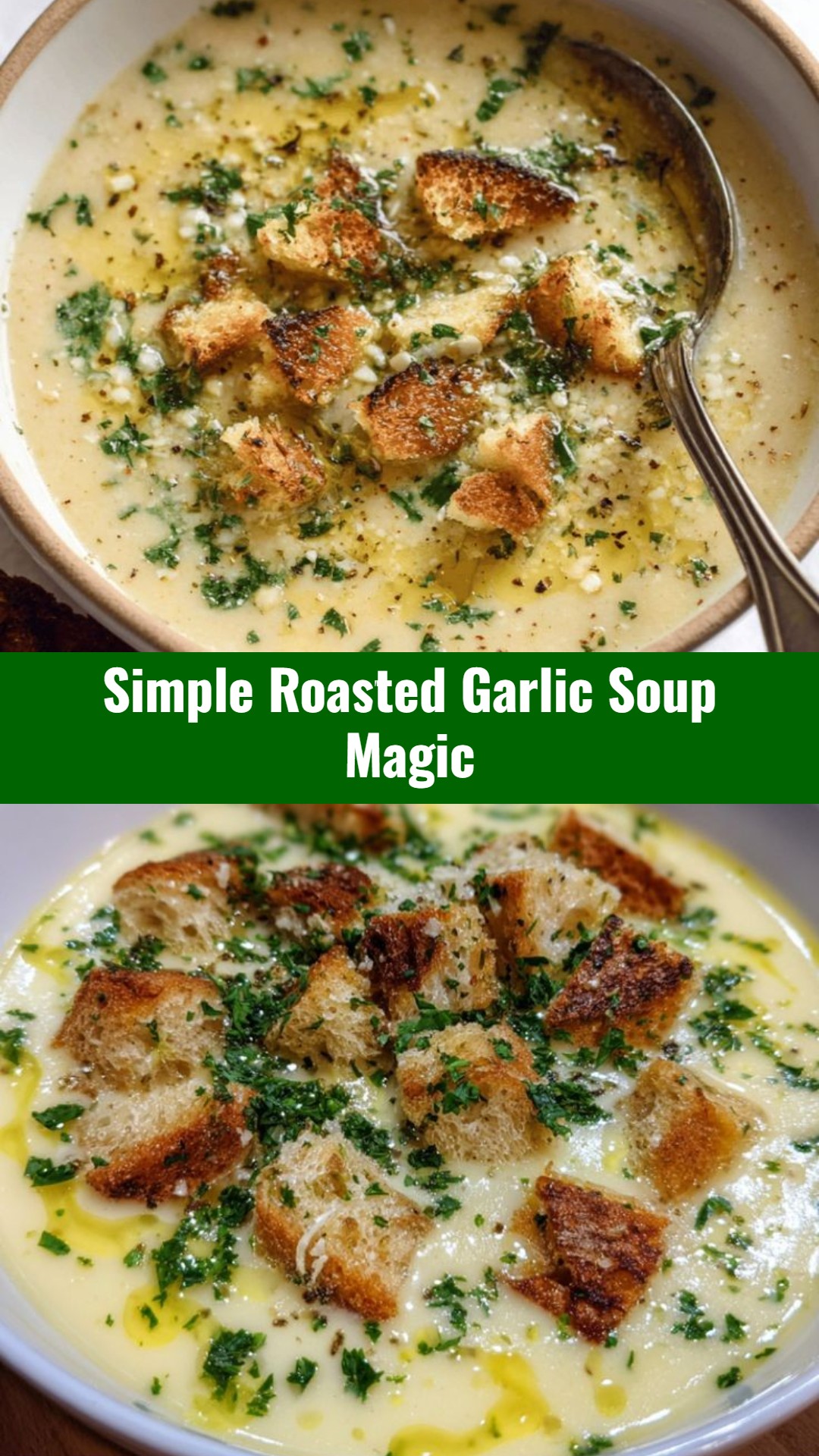 Easy Homemade Creamy Roasted Garlic Soup Recipe Tutorial