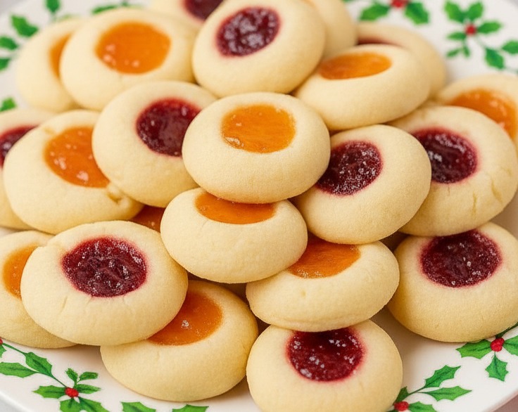 Easy Homemade Soft Christmas Thumbprint Cookies