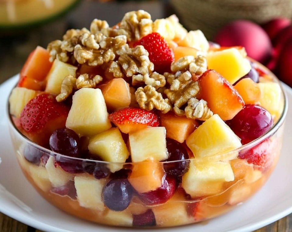 Festive Christmas Fruit Salad for Easy Holiday Meals serving