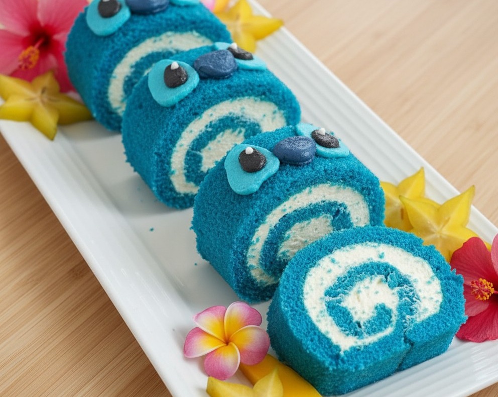 Fun Easy Blue Tropical Cake Roll Kids Party