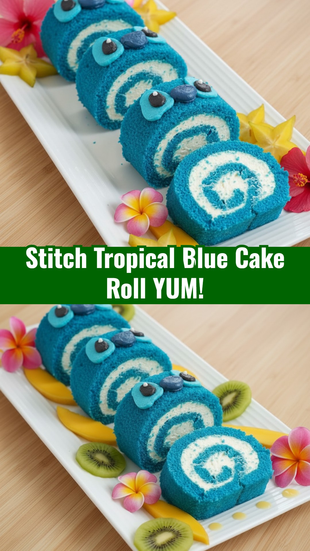 Fun Easy Blue Tropical Cake Roll Kids Party