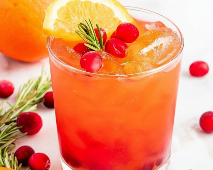 Easy Cranberry Rosemary White Christmas Sangria Punch serving