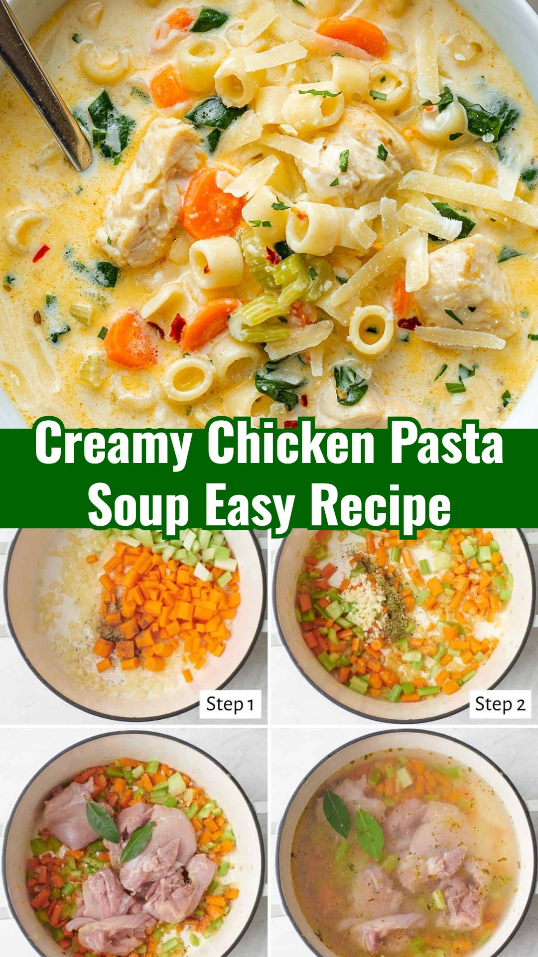 Easy Creamy Chicken Pasta Soup for Healthy Family Cold Nights