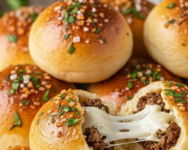 Easy Garlic Parmesan Cheeseburger Bombs serving