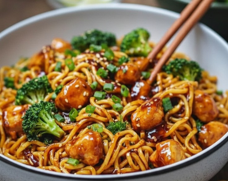 Sticky Garlic Chicken Noodles Best Meals Ever Quick Filling Dinners serving