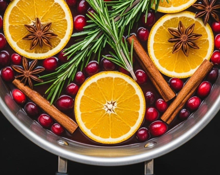 The Perfect Winter Simmer Pot with Cranberry Orange and Spice serving