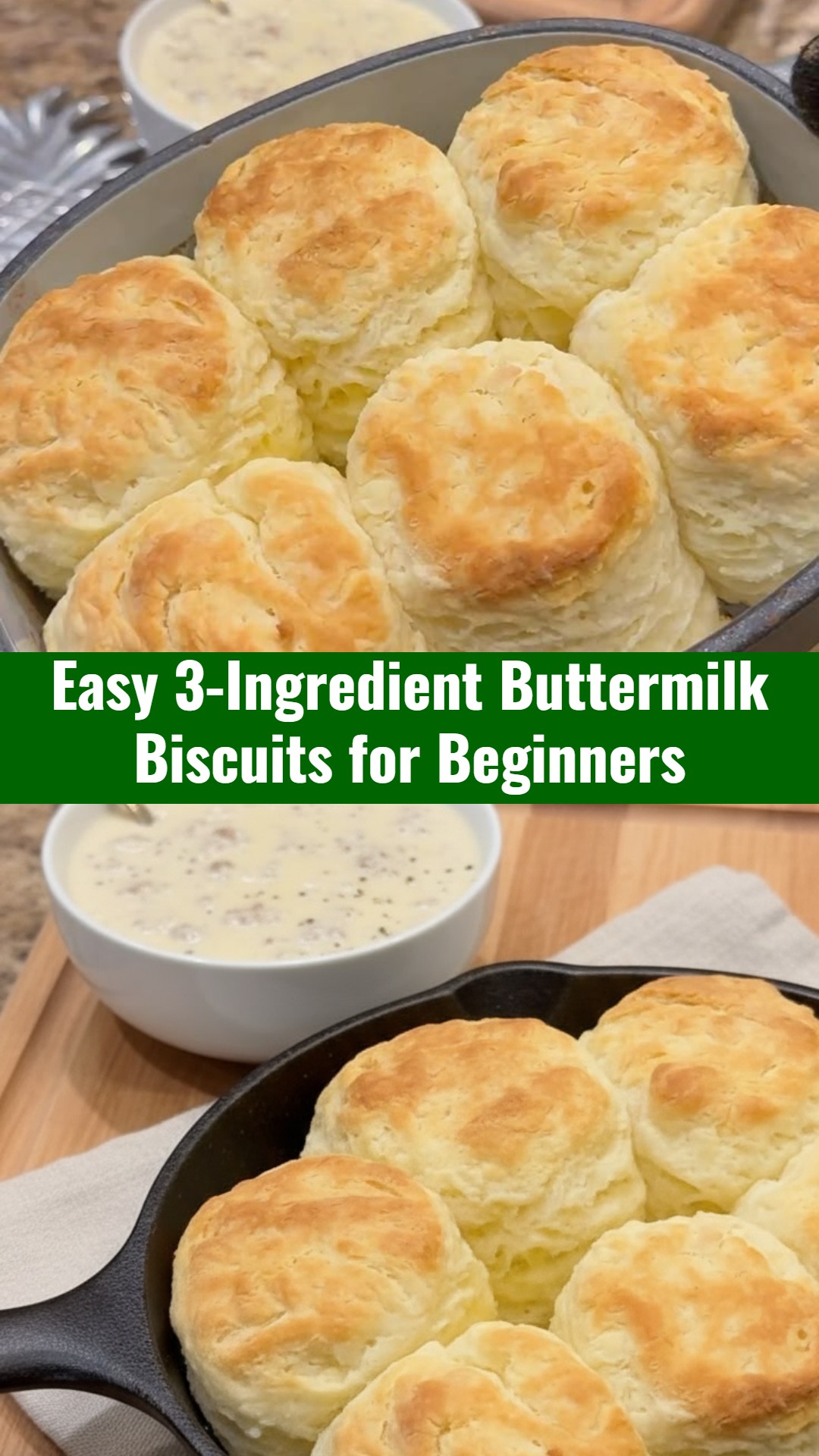 Best Easy 3-Ingredient Buttermilk Biscuits Homemade Bread Recipe