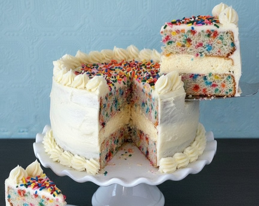 Best Funfetti Cake Easy Four-Layer Birthday 8-Inch Delight serving