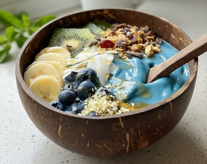 Easy Cool Blue Smoothie Bowl High Protein Aesthetic Breakfast overview