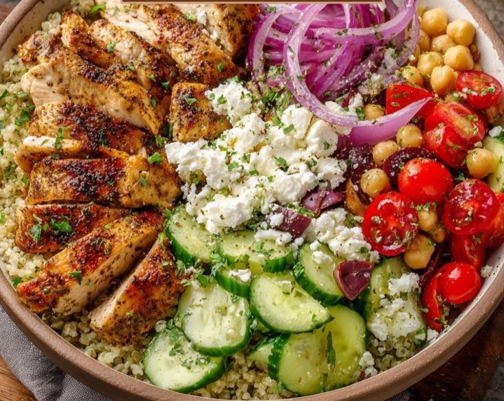 Easy Healthy Mediterranean Chicken Bowl Savory Dinner Recipe overview