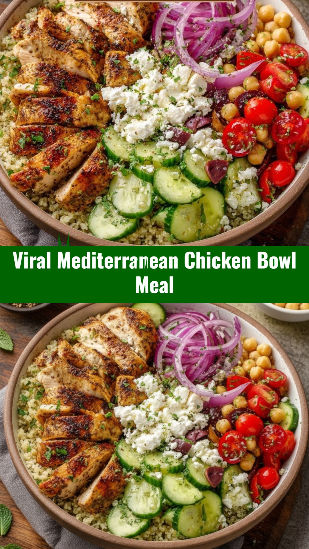 Easy Healthy Mediterranean Chicken Bowl Savory Dinner Recipe