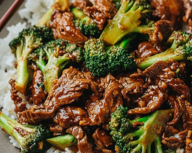 Easy Homemade Chinese Beef and Broccoli with Tender Beef Tips serving