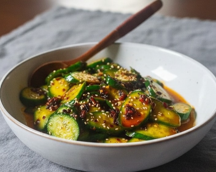 Easy Healthy Asian Cucumber Salad Side Dish serving