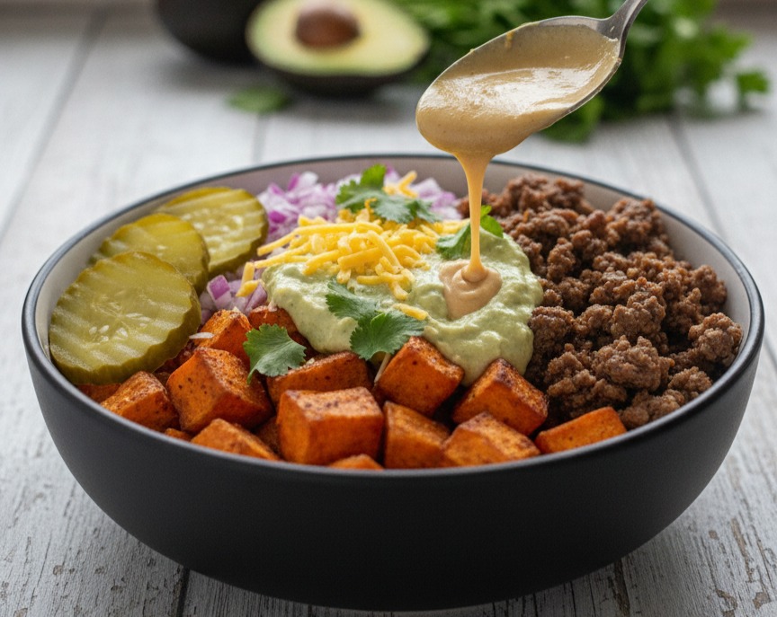 Gf Dinner Ideas Burger Bowls serving